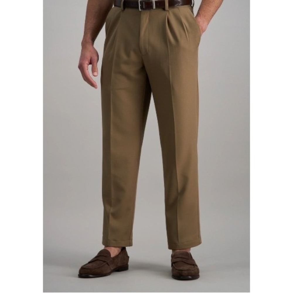 Haggar Cool 18 Performance Classic Fit Brown Pleated Dress Pants 44x29 NEW